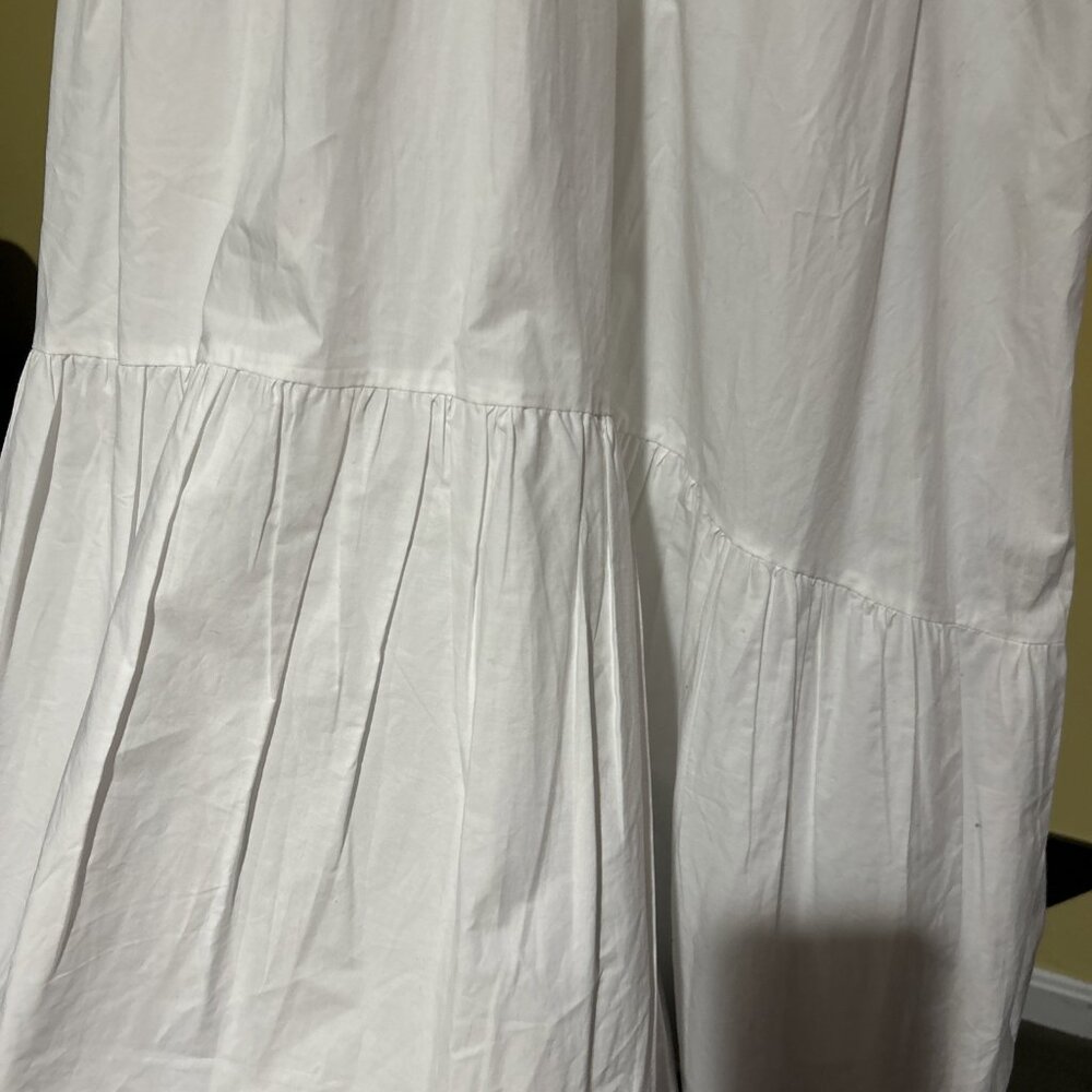 Tiered Maxi Dress White Extra Large XL Lined Cotton Boho Pockets Summer New - Picture 4 of 15